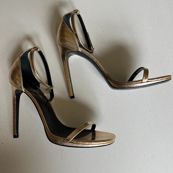 Yves Saint Laurent YSL Strappy Gold Heels - Picture 1 of 3
